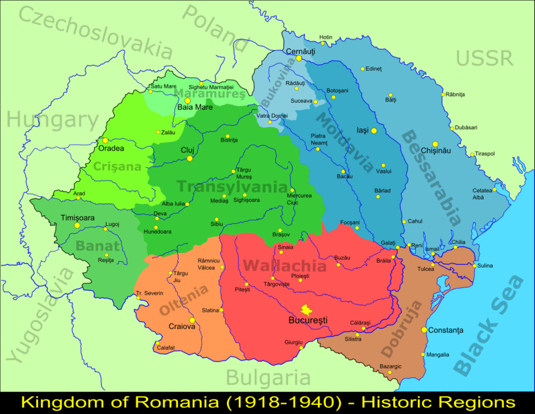 Map of Greater Romania in 1918