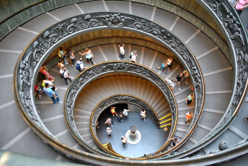 Spiral stairs inside the Vatican Museum - view from above