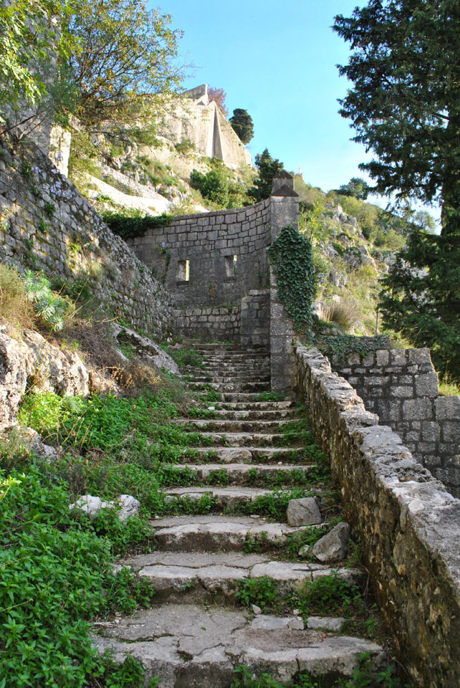 Stairs to Kotor Fortress in Montenegro