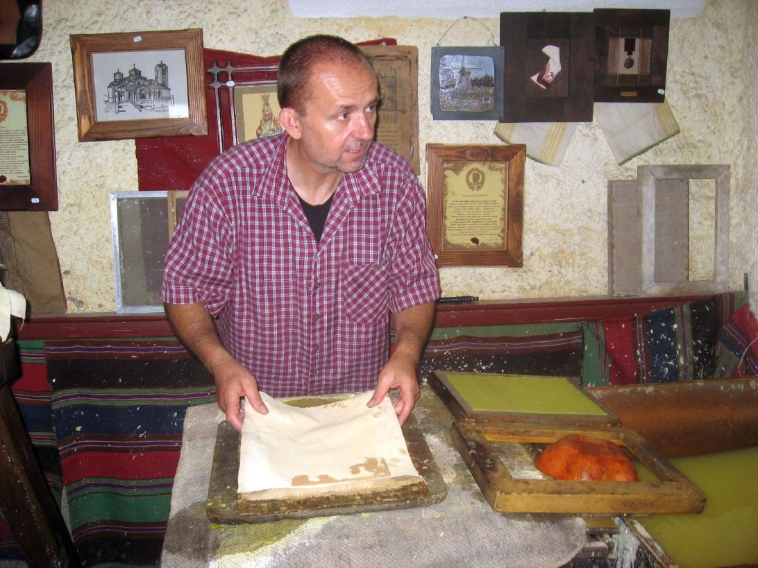 In the process of making handmade paper