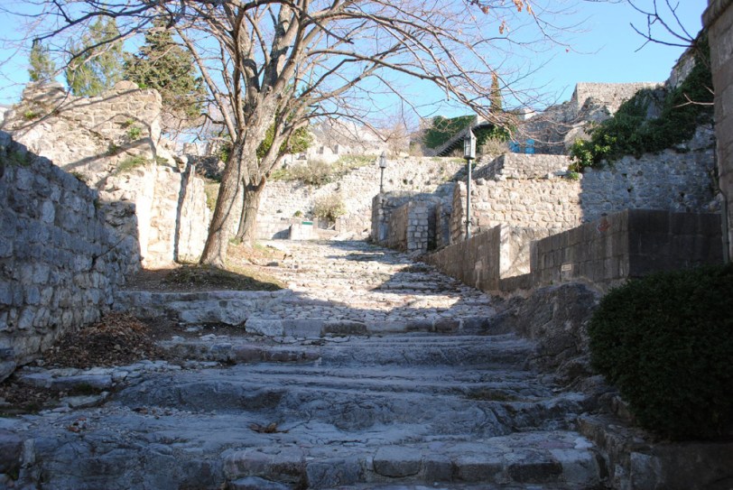 Stairs to the ruins of Bar Old Town in Montenegro