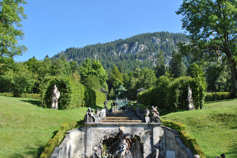 Linderhof Palace - Neptune Fountain at the foot of the waterfall