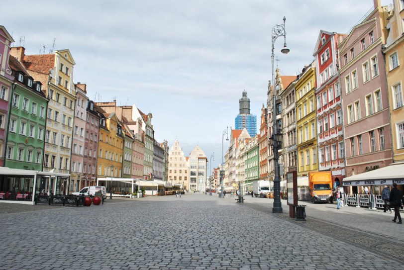 Pastel-coloured facades in Wroclaw