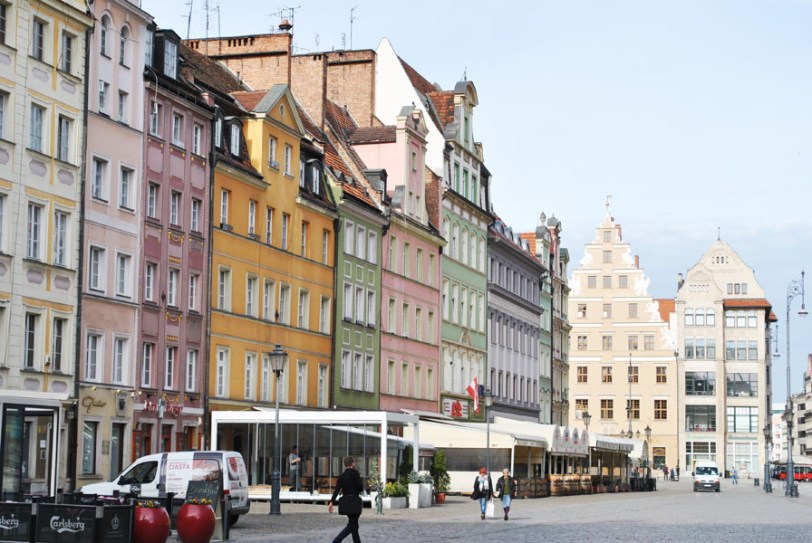 Pastel-coloured facades in Wroclaw
