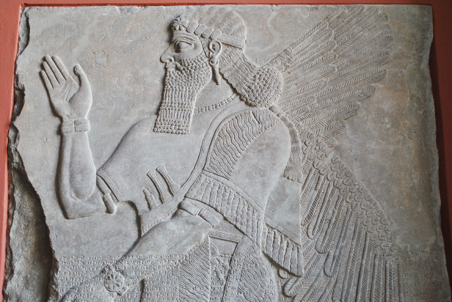Relief depicting an ancient Assyrian deity in Pergamon Museum, Berlin