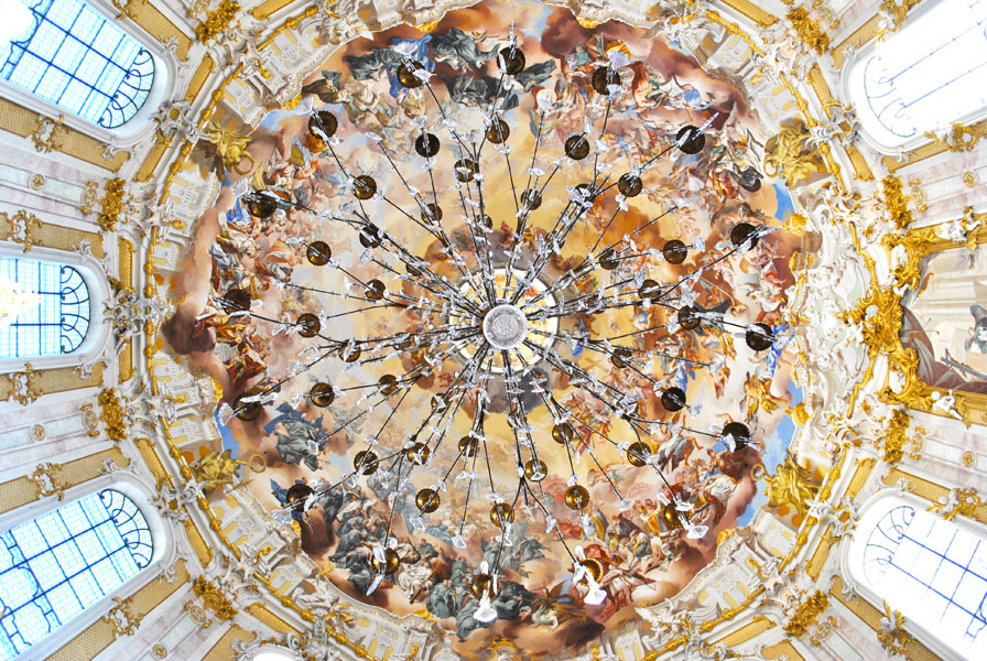Cupola and chandelier of Ettal Church