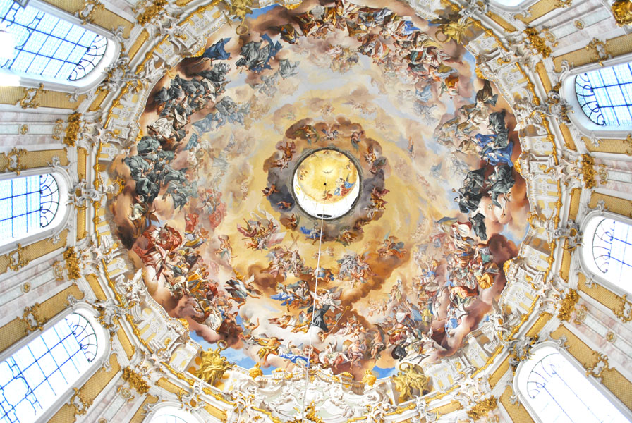 Painted cupola of Ettal Church in Bavaria